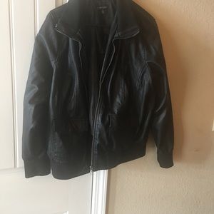 Faux leather bomber jacket